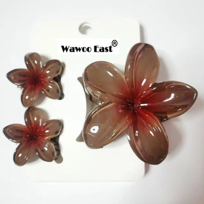 Pack Of 3 Flower Claw Clips Beach Summer Hair Accessories - Smarsty