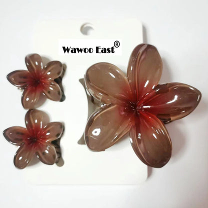 Pack Of 3 Flower Claw Clips Beach Summer Hair Accessories - Smarsty