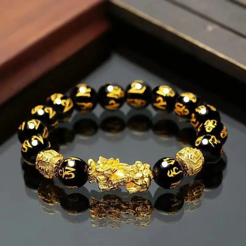 Obsidian Stone Beads Bracelet for Luck and Wealth - Smarsty