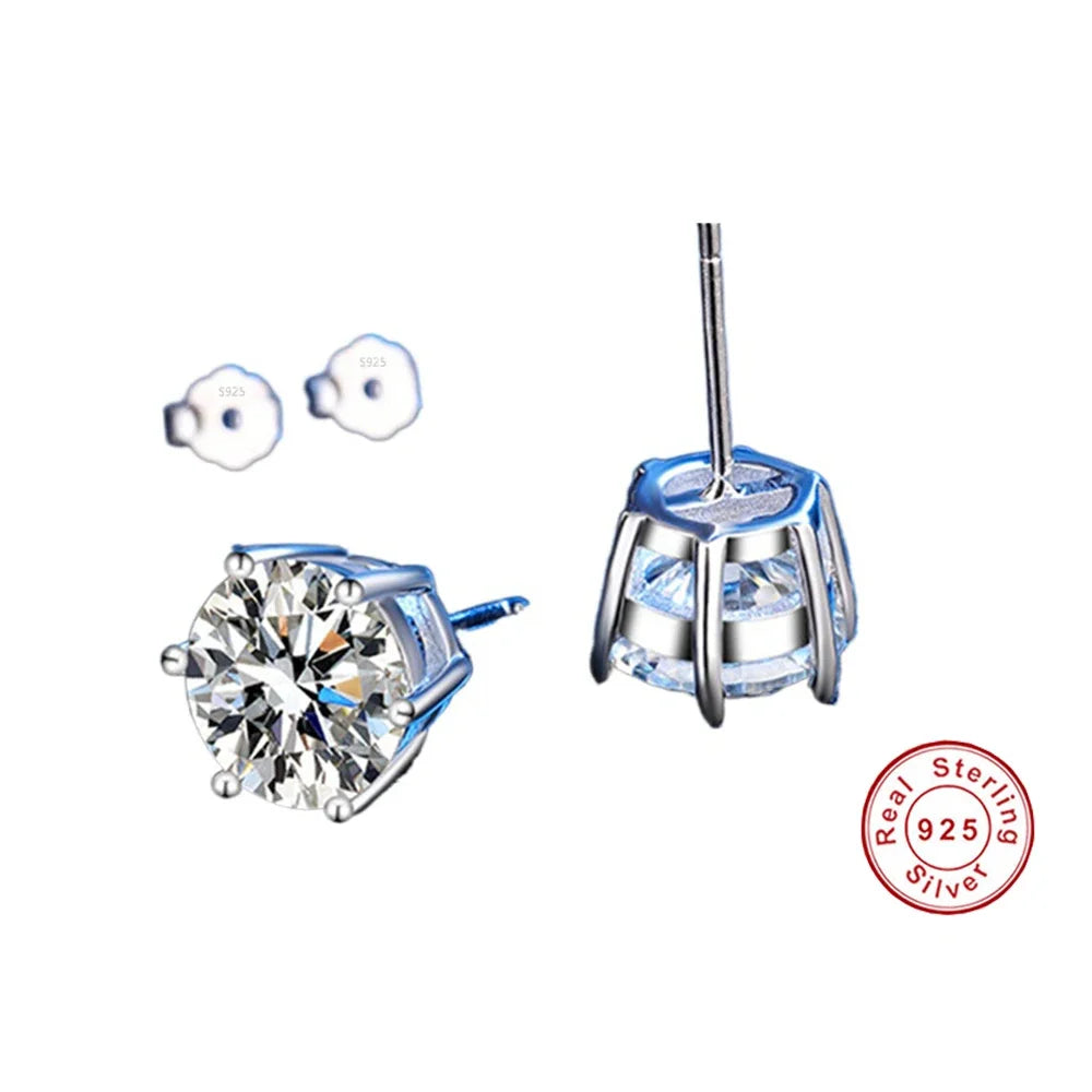 GRA Certified 0.3-3CT Moissanite Stud Earrings 925 Sterling - Smarsty