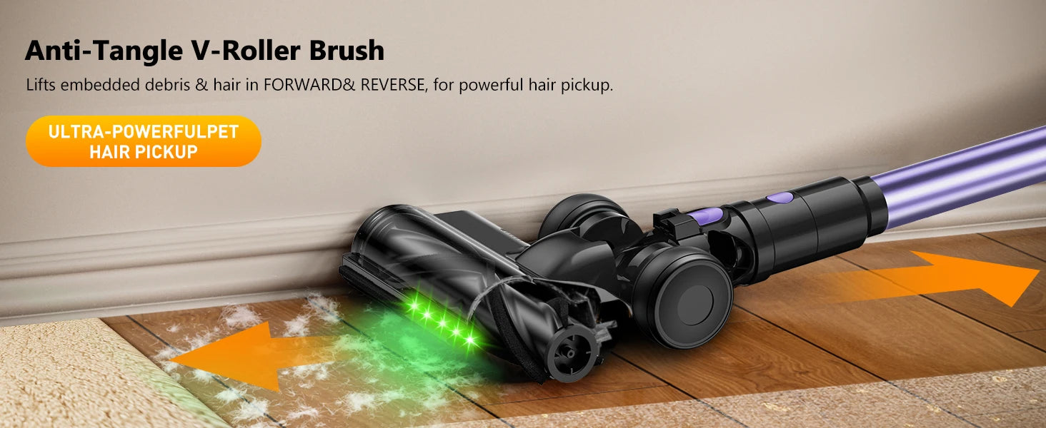 500W/55KPA Self-Standing Cordless Vacuum Cleaner,60 Mins Handheld Vacuum Cleaners,Smart LED Screen Vacuum for Carpet/Pet Hair - Smarsty