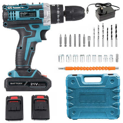Multifunctional 21V rechargeable impact drill lithium battery cross-border flashlight gun drill electric screwdriver electric dr