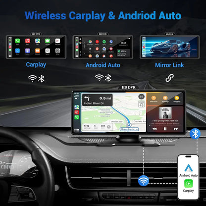 4K Dash Cam With Dual Lens GPS Navigation Wireless CarPlay - Smarsty