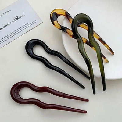 Geometric Tortoiseshell Hair Fork for Women - Smarsty