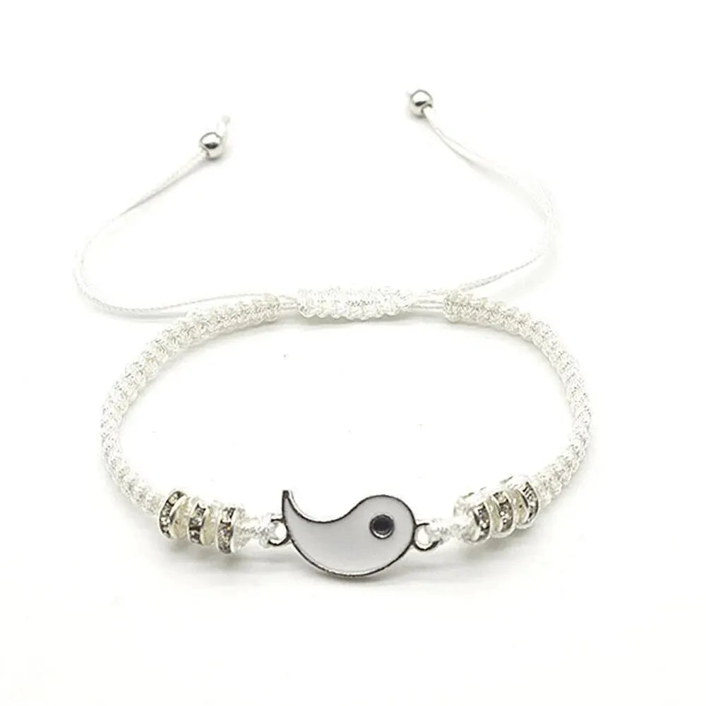 Couple Black White Tai Chi Bracelet Set Adjustable Daily Wear - Smarsty