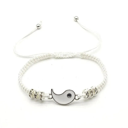 Couple Black White Tai Chi Bracelet Set Adjustable Daily Wear - Smarsty