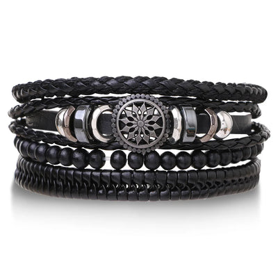Braided Leather Bracelets for Men with Vintage Charms - Smarsty