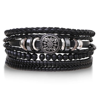 Braided Leather Bracelets for Men with Vintage Charms - Smarsty