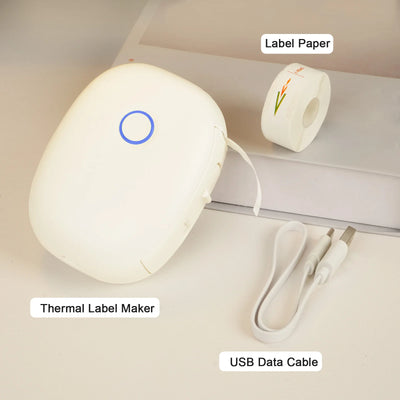 Mini Portable Wireless Inkless Thermal Printer Bluetooth Pocket Label Maker Home Study with 1roll Stickable Label Paper