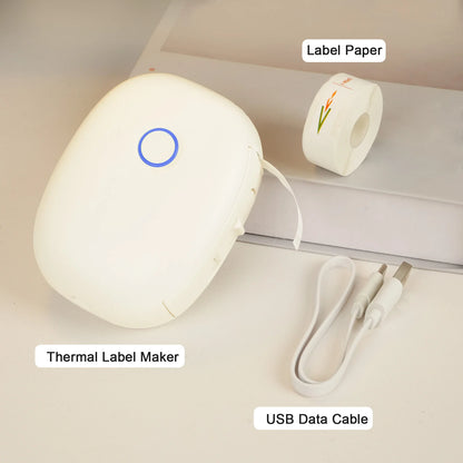 Mini Portable Wireless Inkless Thermal Printer Bluetooth Pocket Label Maker Home Study with 1roll Stickable Label Paper