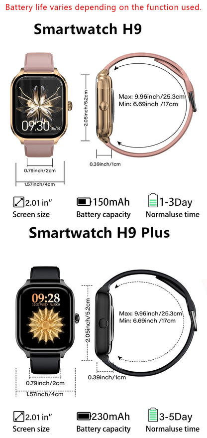 H9 Smart Watch with HD Display and Fitness Tracking - Smarsty