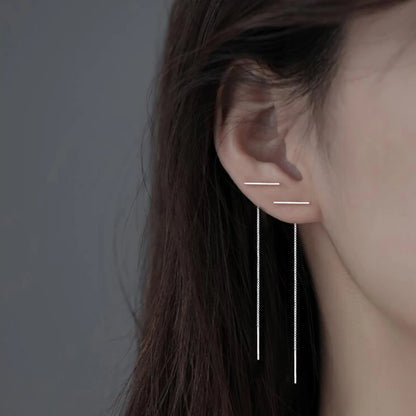 S925 Silver Tassel Drop Earrings for Women with Long Chains - Smarsty