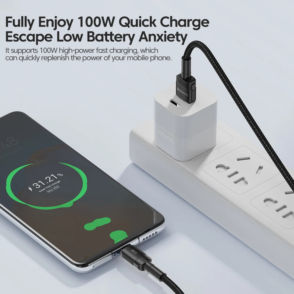 Toocki 6A USB To Type C Cable for Huawei Xiaomi PD 100W Fast Charging Charger USB C Data Cord Quick Charge for Samsung Oneplus - Smarsty