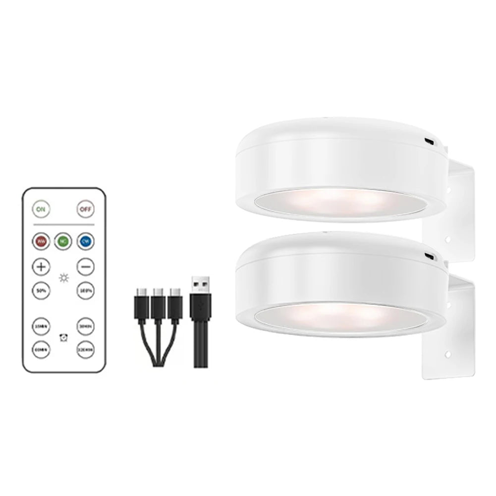 2/3pc Rechargeable Picture Light Magnetic LED Painting Light with Remote and Timer Art Display Light Dimmable 3 Lighting Modes