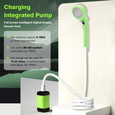 Camping Shower Pump RV Outdoor Shower Kit Camp Shower w/Full Screen Intelligent Digital Display Adjustable 6000mAh Shower Kit by Smarsty
