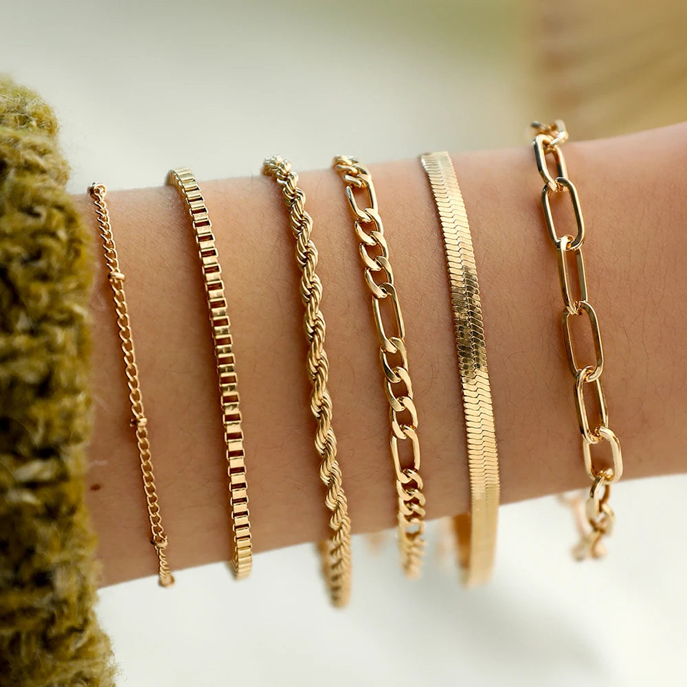 Bohemian Multi-Layer Snake Chain Bracelet Set - Smarsty