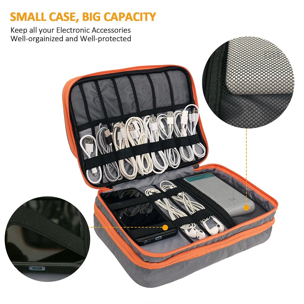 Multi Layer Electronic Accessories Organizer for Travel - Smarsty