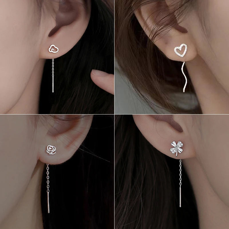 Trendy Long Tassel Heart Drop Earrings for Stylish Women - Smarsty