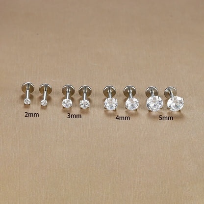 16G Surgical Steel Labret Stud Earrings Secure CZ Comfort - Smarsty