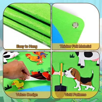 Farm Animals Felt Story Board Set Storytelling Early Learning Interactive Play Kit Wall Hanging Puzzle Toys for Toddlers Gifts - Smarsty