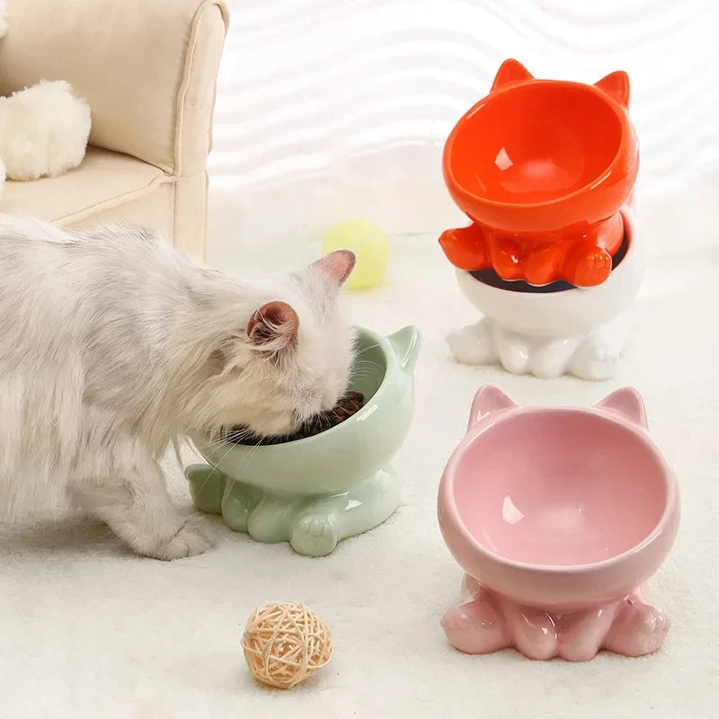 Ceramic Cat Bowl with High Feet for Comfort - Smarsty
