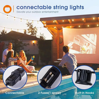 150FT LED Outdoor String Lights Waterproof Patio Lights Shatterproof ST38 Replaceable Bulbs Dimmable Outside Hanging Lights - Smarsty