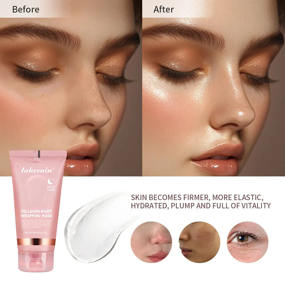 Night Collagen Wrapping Mask Rejuvenation Moisturizing Brightening Korean Face Mask Make Glowy Skin Elasticity Facial Mask - Smarsty