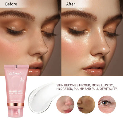 Night Collagen Wrapping Mask Rejuvenation Moisturizing Brightening Korean Face Mask Make Glowy Skin Elasticity Facial Mask - Smarsty