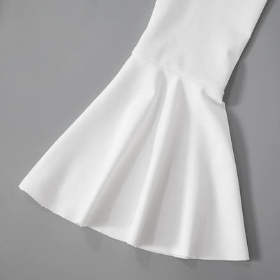 Tossy Ruffled Lace-Up White Mini Dress Women's V-Neck Patchwork Long Sleeve Sexy Slim Dress Bandage Elegant Female Summer Dress - Smarsty