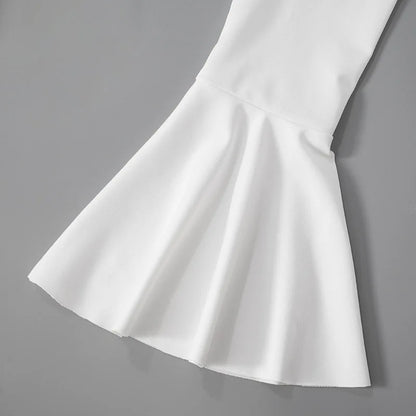 Tossy Ruffled Lace-Up White Mini Dress Women's V-Neck Patchwork Long Sleeve Sexy Slim Dress Bandage Elegant Female Summer Dress - Smarsty