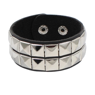 90s Punk Style PU Leather Spiked Bracelet - Smarsty