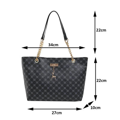 Fashionable Large Capacity PU Leather Tote Shoulder Bag - Smarsty