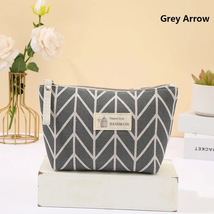 Canvas Cosmetic Bag Zipper Case With Card Holder For Travel - Smarsty