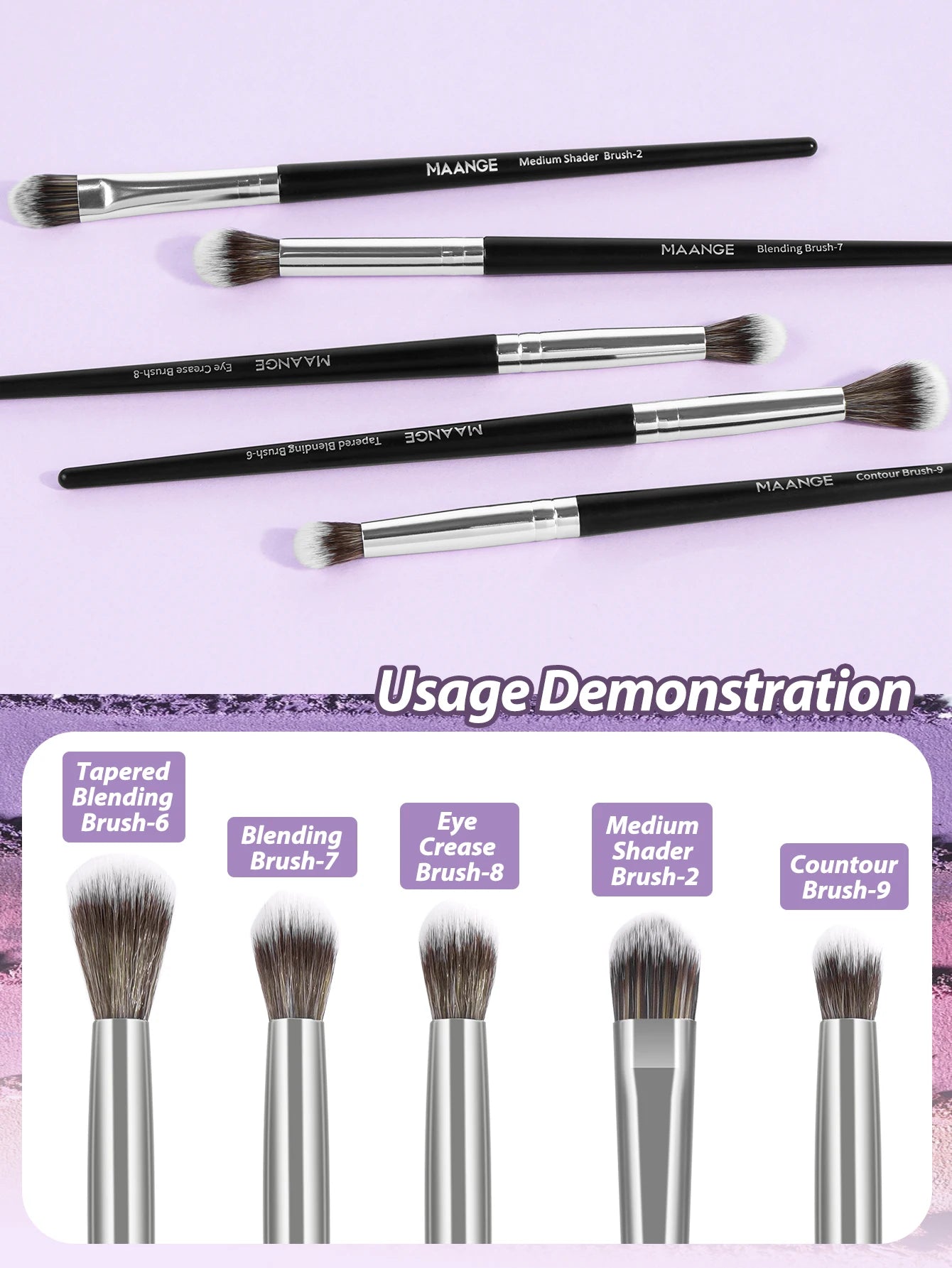 MAANGE 5 Piece Makeup Brush Set for Flawless Application - Smarsty