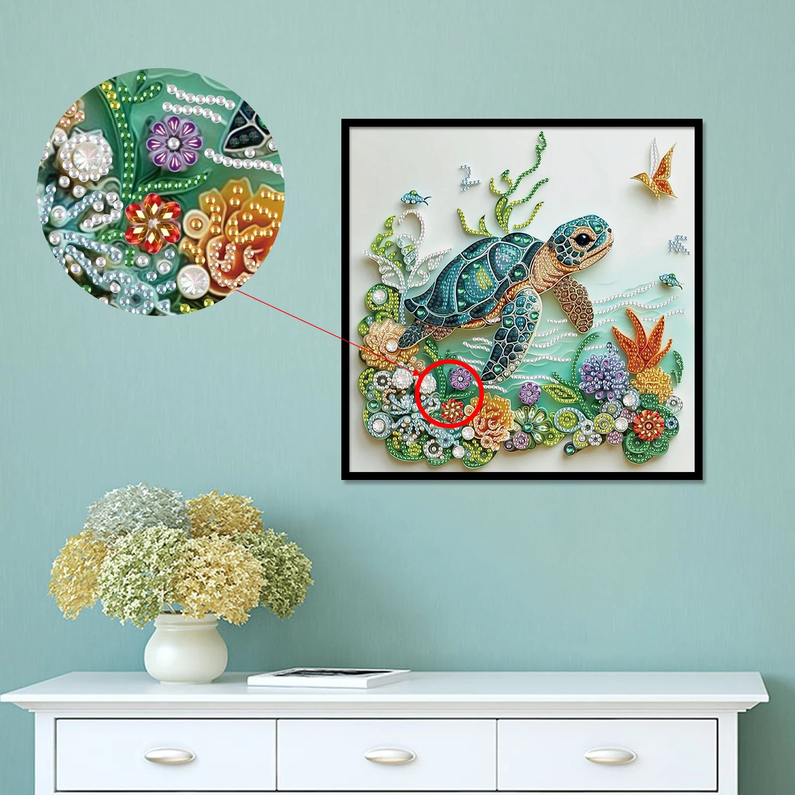 DIY Turtle and Flower 5D Diamond Art Kit for Beginners - Smarsty