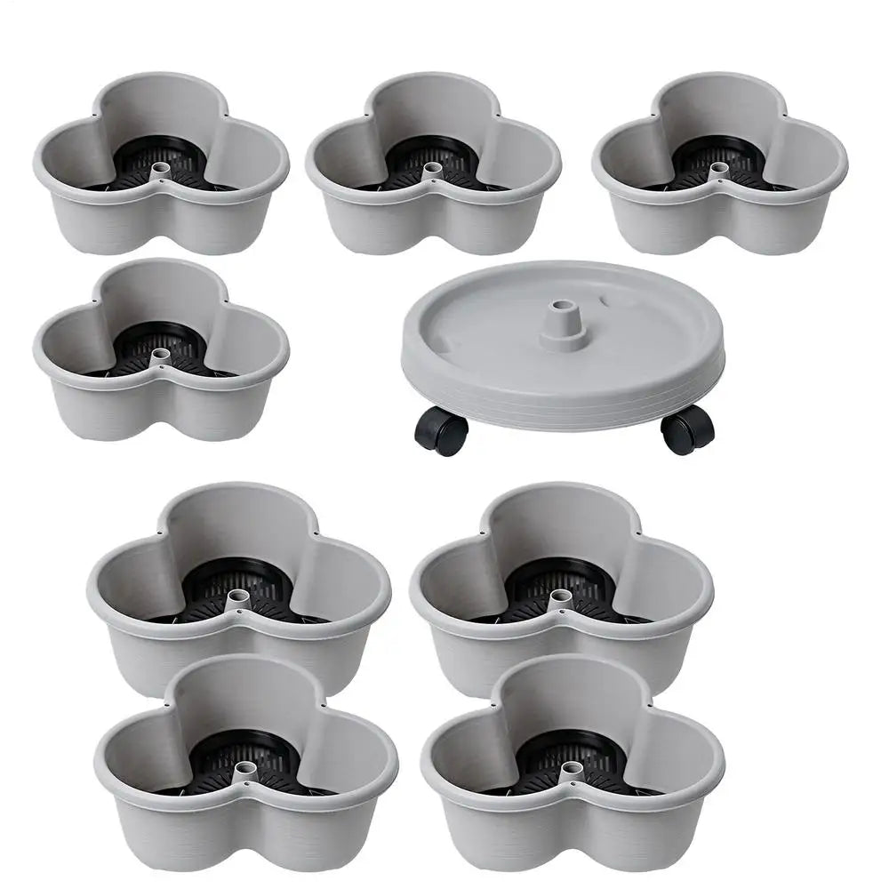 Plastic Stackable Vertical Flower Pot Multi-layer Garden Planter Tower with Movable Casters for Strawberry vegetable Frame Grow