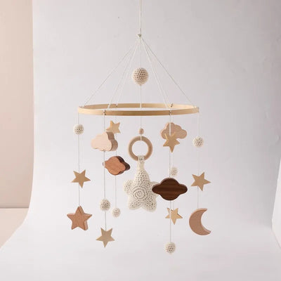 Baby Crib Mobile Bed Bell Rattle Toys Wooden Crochet Stars Pendant Bed Bell Toys Newborn Comfort Crib Bracket Hanging Toys Gifts by Smarsty