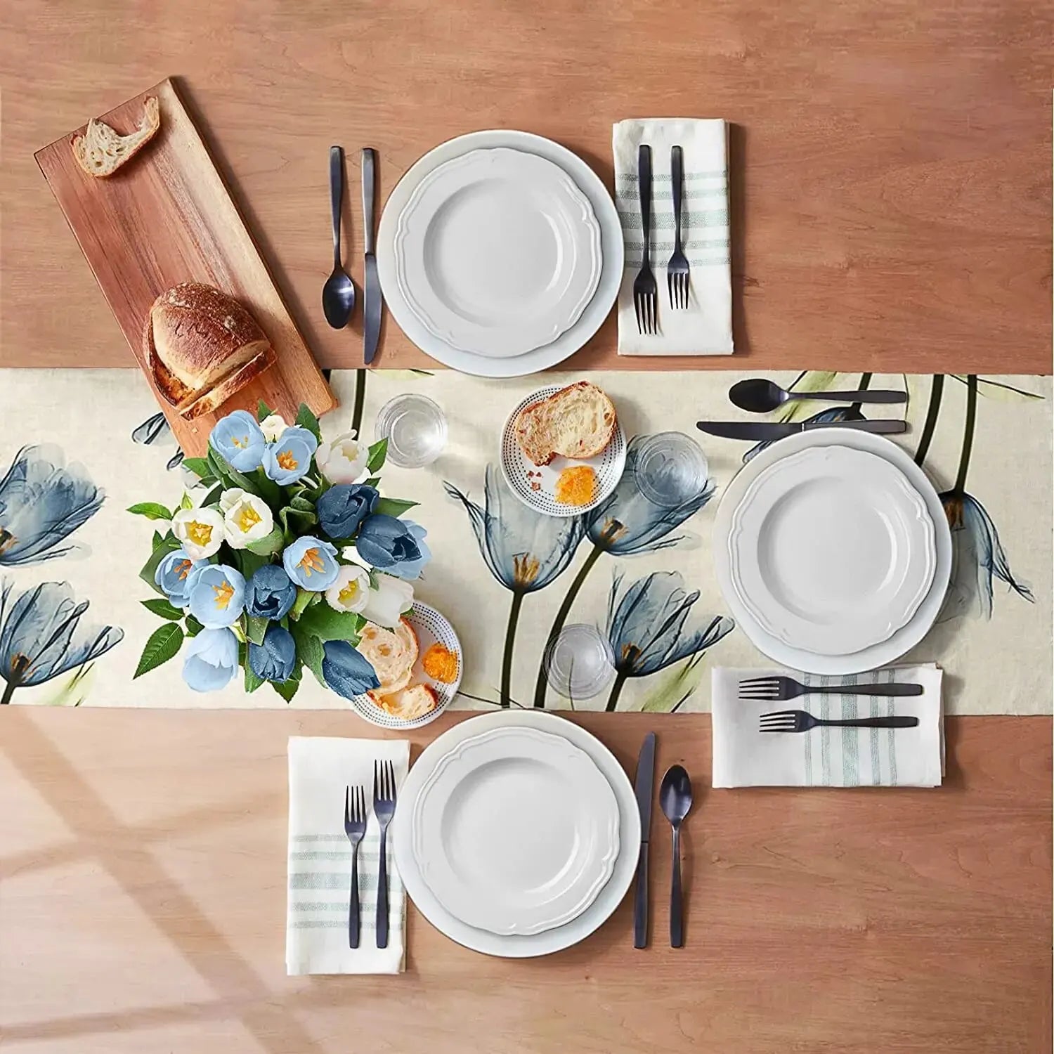 Rustic Tulip Linen Table Runner for Stylish Dining - Smarsty
