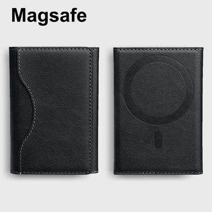 Men Magsafe Card Holder Unisex PU Leather Magnetic Cardholder Card Bag Wallet for Apple for IPhone 16 15 14 13 12 Pro Max Mini