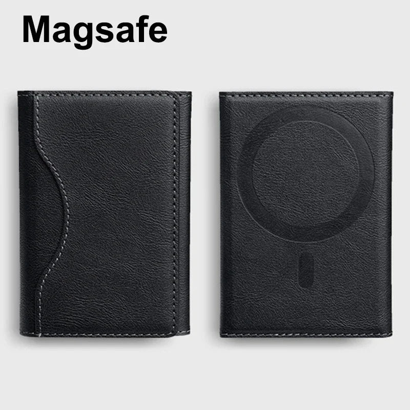 Men Magsafe Card Holder Unisex PU Leather Magnetic Cardholder Card Bag Wallet for Apple for IPhone 16 15 14 13 12 Pro Max Mini
