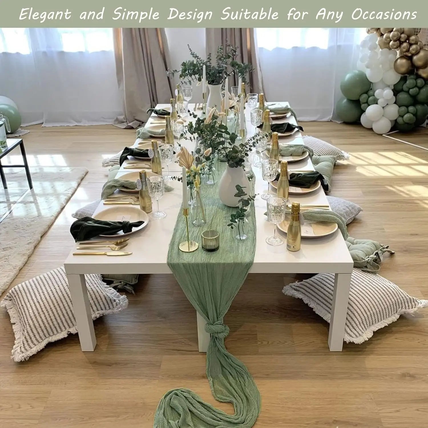 Boho Cheesecloth Table Runner for Rustic Weddings - Smarsty