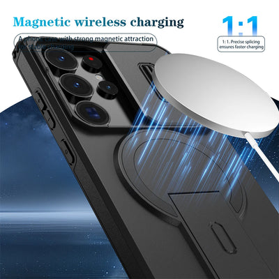 Lens Protect Camera Phone Case for Samsung S25 FE S24 S23 Ultra S22 Plus A17 A36 A56 A16 A15 A35 A55 Magnetic Kickstand Cover