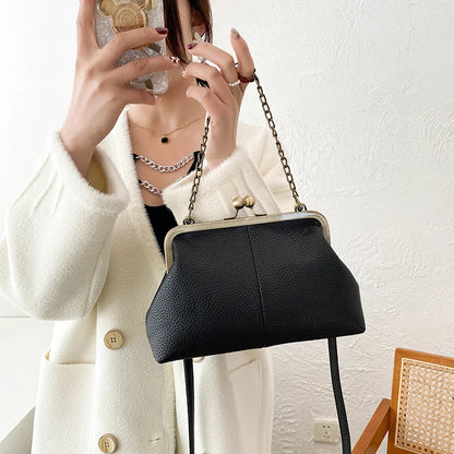 Vintage Soft Skin Shell Bag Lychee Pattern Crossbody - Smarsty