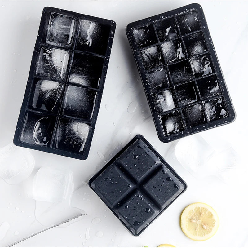 4/6/8/15 Grid Big Ice Tray Mold Giant Jumbo Large Food Grade Silicone Ice Cube Square Tray Mold DIY Ice Maker Ice Cube Tray - Smarsty