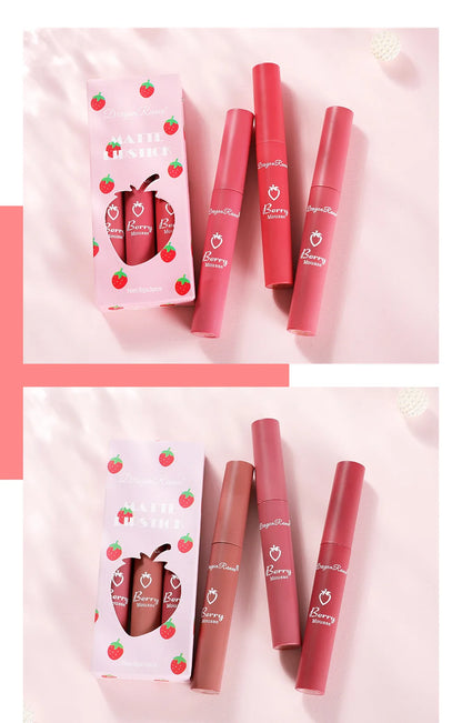 3 PCS Velvet Matte Lip Gloss Set for Hydration - Smarsty