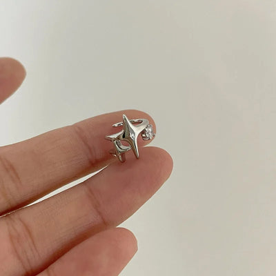 Four Pointed Star Clip Earrings No Piercing Luxury - Smarsty