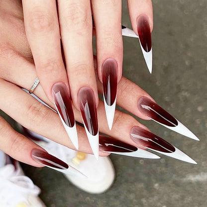 24 Piece Glossy Black Press On Nails Set - Smarsty