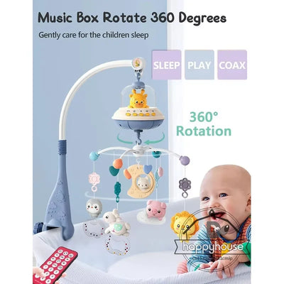 Musical Baby Crib Mobile with Lights Music Projection for Infants Remote Control Crib Toys for Newborn Baby Mobile for Crib Toys - Smarsty