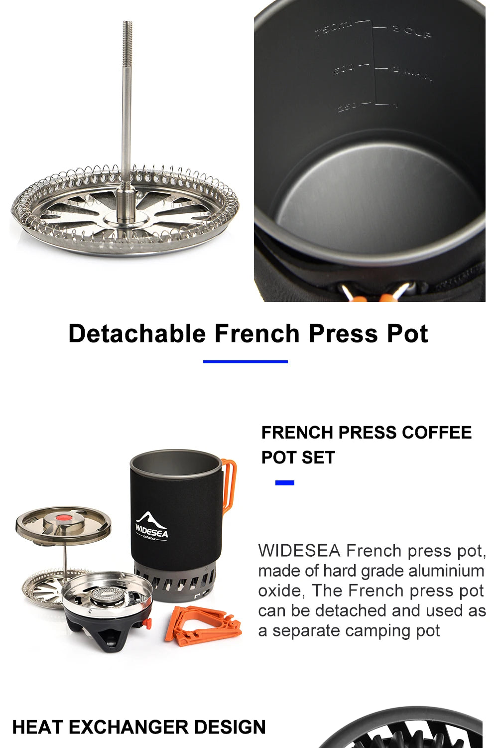 Widesea Camping Cooking System with Heat Exchanger Outdoor Gas Stove Burner Tourist Coffee Pot Cup Cookware Tableware Tourism