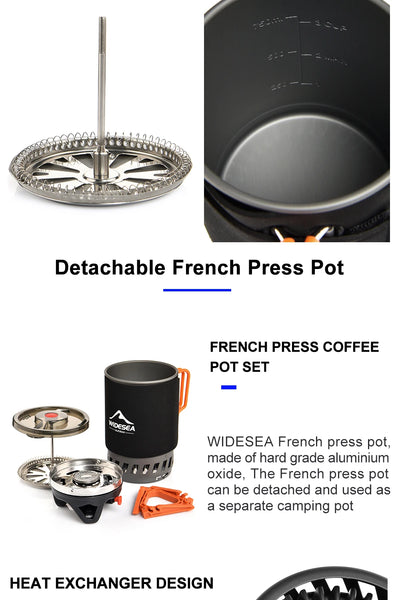 Widesea Camping Cooking System with Heat Exchanger Outdoor Gas Stove Burner Tourist Coffee Pot Cup Cookware Tableware Tourism by Smarsty